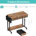 Rolling Standing Desk Adjustable Height with Drawers on Wheels, 40 Inch Portable Mobile Stand Up Computer Desks for Bedroom Home Office, Couch Sofa Side Laptop Table with Storage, Rustic Brown, 39.5"