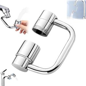360 Rotating U Shaped Faucet Extender, Universal Sink Faucet 1440 Rotatable Faucet Extender, Adjustable Robotic Arm 2 Spray Modes for Kitchen & Bathroom (1)