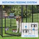 4x4x4.5ft Outdoor Dog Kennel, Metal Heavy Duty Dog Run with Rotating Door & 2 Adjustable Bowls, Dog Kennel Outside with Waterproof Cover, Pet Enclosure Indoor for Small/Medium/Large Dogs