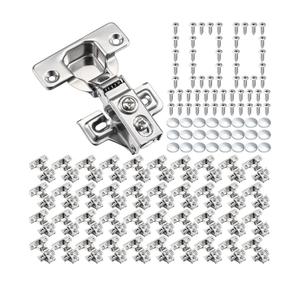 Chumia 100 Pack Soft Closing Cabinet Hinges for Kitchen 1/2 Inch Partial Overlay Kitchen Cabinet Door Hinges 105 Degree Concealed with Mounting Screws for Frameless Face Frame Door