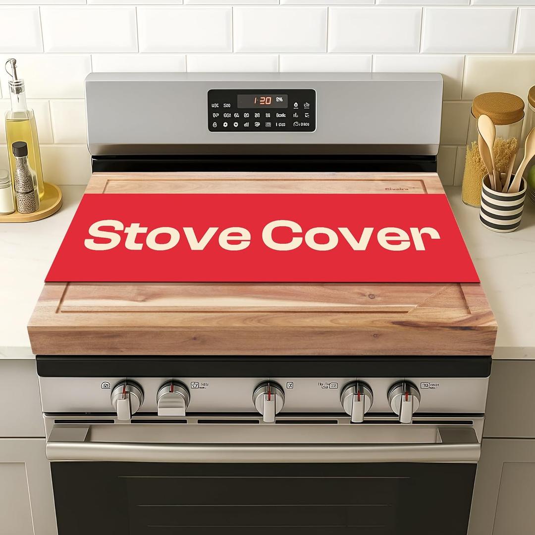 Riveira 22x30 Acacia Natural Stove Top Covers for Electric Stove & Gas Stove Top Covers for Gas Burners Large Gas Stove Cover with Handle & Juice Groove Rustic Stove Covers for Gas Stove Top
