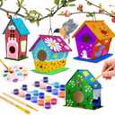 Hapray 4 Pack Bird House Crafts for Kids Ages 5-8 8-12, Buildable DIY Birdhouse Kit for Children to Build, Summer Arts and Craft Projects with Paint, 3+ Boy Girl Gift for Halloween Christmas