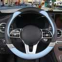 Cute Steering Wheel Cover for Women Men Leather Universal 15 inch,Black and Blue