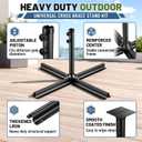 Gisafai Heavy Duty Patio Umbrella Base Stand Cross Brace Kit, 39.4" x 39.4" x 22"H Outdoor Metal Umbrella Stand with Adjustable Piston, Universal Cantilever Base for Deck Lawn Garden