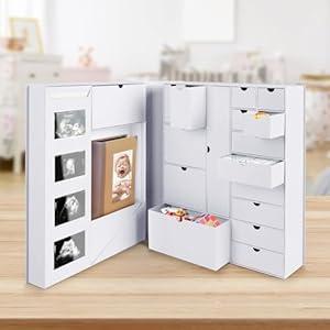 Baby Keepsake Box - Baby Memory Box Newborn Keepsake Box for Baby Boy Girl Keepsake Box Tins Memory Box Pregnancy Baby Bubbs Storage Keepsake Box Baby First Year Box Library Baby All-in-One Organizer