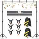 Backdrop Stand 10×8ft (W×H) Adjustable Backdrop Support Ground Kit Photography Photo Shoot Backdrop Stand for Parties with Sandbags, Spring Clips, Carrying Bag