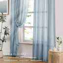 Melodieux Blue Sheer Curtains 84 Inches Long 2 Panels for Bedroom Living Room, Natural Cotton Textured Light Filtering Window Sheer Curtains, Rustic Rod Pocket Crinkle Voile Drapes, 52" W x 84" L