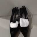 Slingback Heels for Women Pointed Toe Stiletto High Heels Stretch Slip on Backless Patent Leather Fashion Comfortable Dress Pumps Shoes (7, Black)