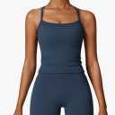 ABOCIW 2 Pieces Workout Sets for Women, Cross Back Tank Top Matching High Waist Biker Shorts, Gym Yoga Pilates Outfits, S