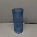 Blue Glass Vase, Glass Flower Vase, Ribbed Glass Vases, Blue Vase, Tall Cylinder Vases for Centerpieces, Living Room, Bedroom, Dining Table, Office, Wedding, Bookshelf Decoration, 12 Inches