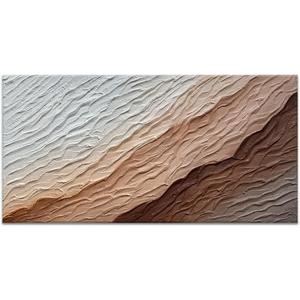 Hand-Painted Textured Wave Landscape Oil Painting on Canvas 58x29 Inch Extra Large Abstract 3D Minimalist Wall Decorative Art Framed Acrylic Painting