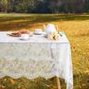 SoarDream White Lace Tablecloth 60x120 Inches Wedding Tablecloth Rectangular Farmhouse Table Cloth Classic Vintage Lace Fabric for Fall Tea Party Wedding Decorations Home Decor