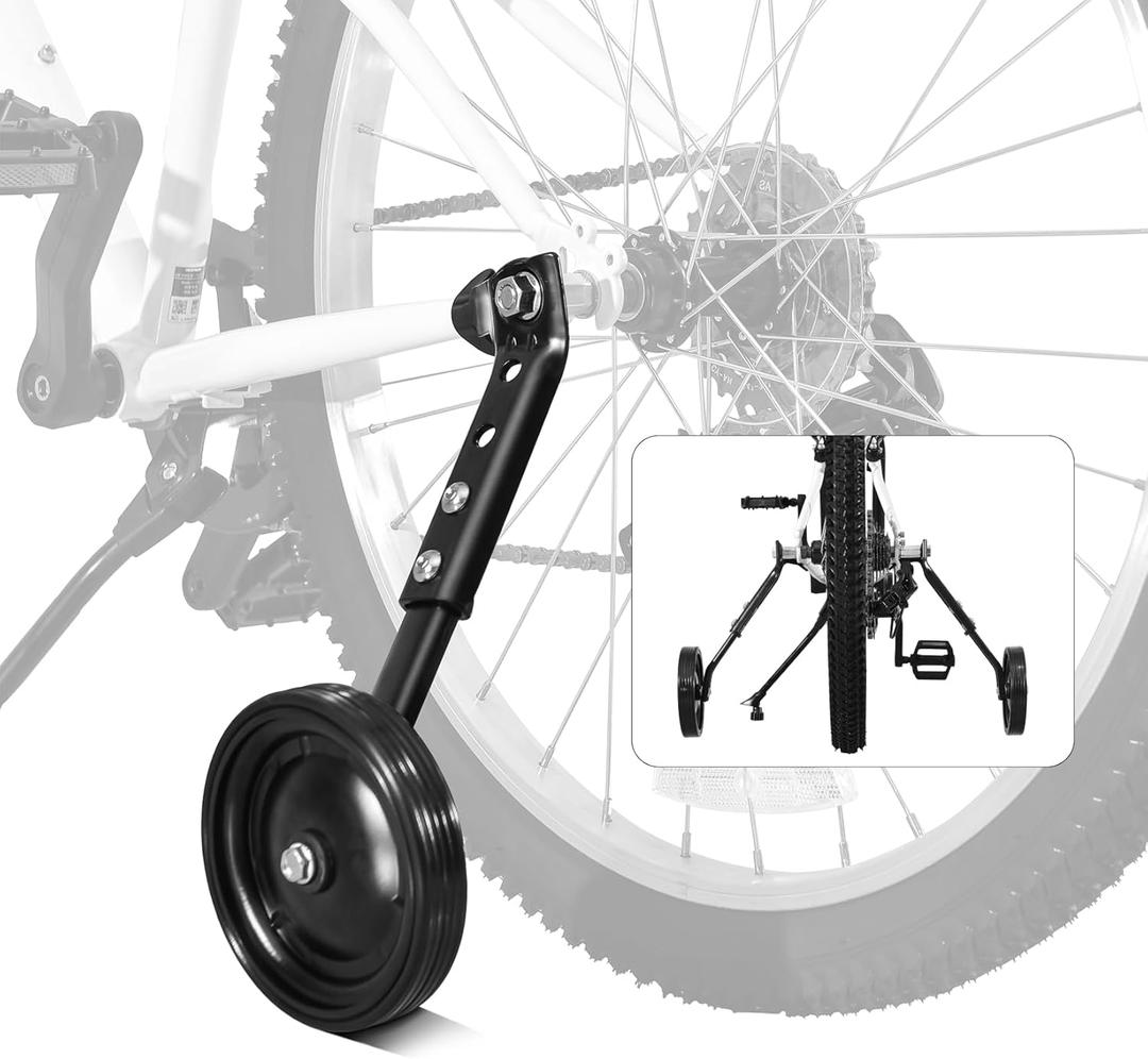 Multi-speed Kids Bike Training Wheels Fits 16", 18", 20",22", 24" Bikes, Adjustable for Variable Speeds Includes Stabilizers Kits, 1 Pair, Black