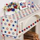 RABUSOFA Stars Patriotic Fourth of July Table Runner,Seasonal Memorial Day Kitchen Dining Table 4th of July Decorations for Home Party Decor 13x72 Inch
