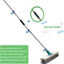 Stainless Steel Wire Brush with Long Handle Deck Broom Brush Floor Scrubber Brush for Cleaning Outdoor Broom for Moss, Tough Stains on Concrete, Grout, Garden, Garage, Patio, Swimming Pool