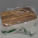 Amazon Basics Carbon Steel Bread Box with Acacia Wood Lid, Lid Doubles as Cutting Board, 11.9 x 7.1 x 5.2 in