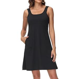 Women’s UPF 50+ Tank Dress A-Line with Pockets Breathable Quick Dry Sun Protection for Hiking Camping Beach Outdoor, Size XL