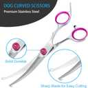 5 in 1 Premium Dog Grooming Scissors, Professional Dog Scissors for Grooming with Safety Round Tips, Lengnoyp Stainless Steel Thinning Shears, Pet Cat Shears for Grooming Kit, Pink (Black)