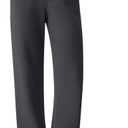 G4Free Women's Waffle Knit Wide Leg Pants  High Waisted Sweatpants with Pockets Casual Straight Leg Pants (X-Small Petite, Dark Gray)