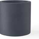 Kante 15.7" Dia Round Concrete Planter, Modern Style Large Cylindrical Plant Pot with Drainage Hole and Rubber Plug for Indoor Outdoor Patio, Charcoal