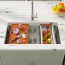 Dcolora 36" Undermount Kitchen Sink Workstation 16 Gauge Stainless Steel Kitchen Sink with Ledge Single Bowl Under Counter Sink Basin, Round Corner 36"x19"x10", DC-U7711