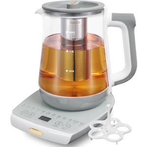Health pot, Office, Household, Electric Kettle with Infuser, Temperature Control,12 Functional Procedures for Fruit, Flower Tea & Coffee, Glass Large 1.8 Liters of CapacityGrey