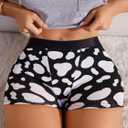 SHENHE Women's Cow Print Boyshorts Panties Low Rise Cute Boxer Underwear (Black, S)