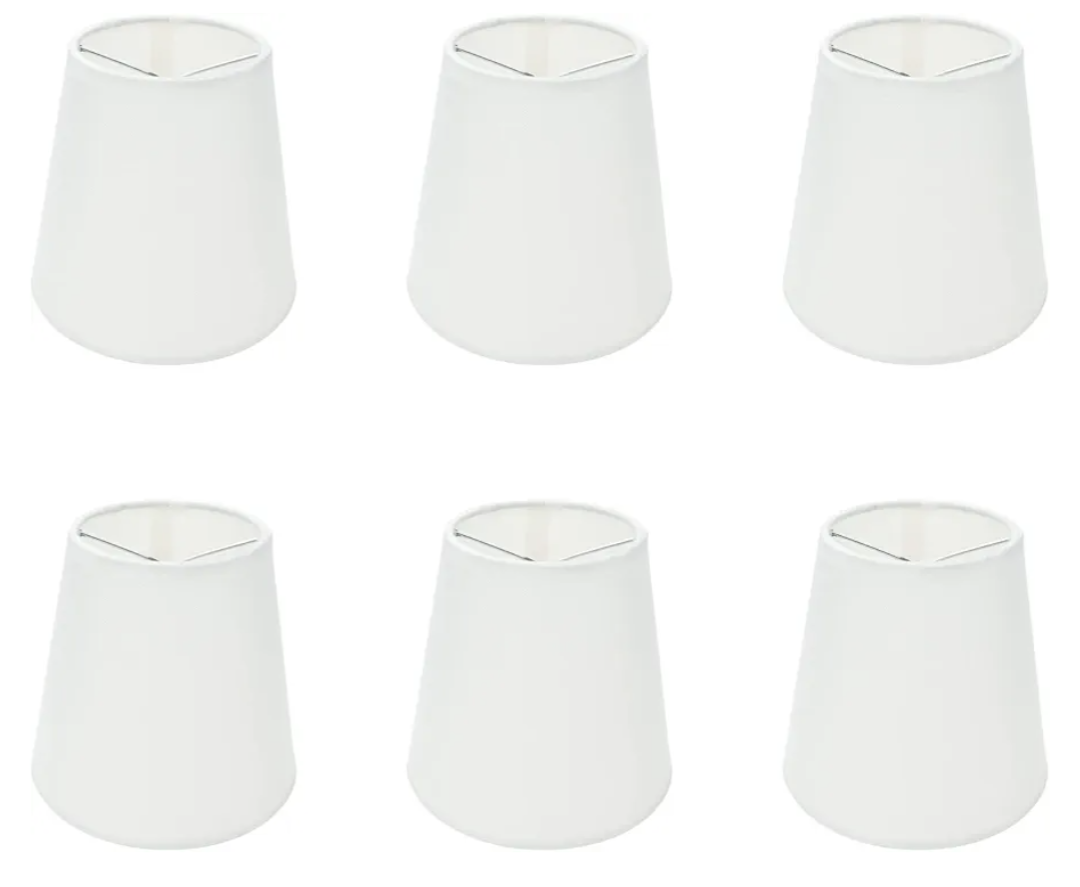 6Pcs Handmade Chandelier Shades,Linen Clip On Lamp Shades,Small Lamp Shades Set of 6 for Chandelier Lampshade,Beige White