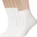 6 Pairs Womens Ruffle Slouch Socks Thin Mesh Breathable Casual Lace Cotton Crew Socks Cute Ankle Stockings for Women (White)