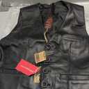 Mens Real Sheep Leather Casual Western Vintage Biker Motorcycle Cruise Riding Vest Conceal Pockets Black Slim Fit (Medium)