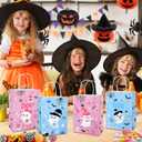 Konsait 16 Pack Halloween Boo Bags, Pink and Blue Ghost Gift Bags with Handle, Cute Halloween Bag for Trick-or-Treat, Parties, Birthday