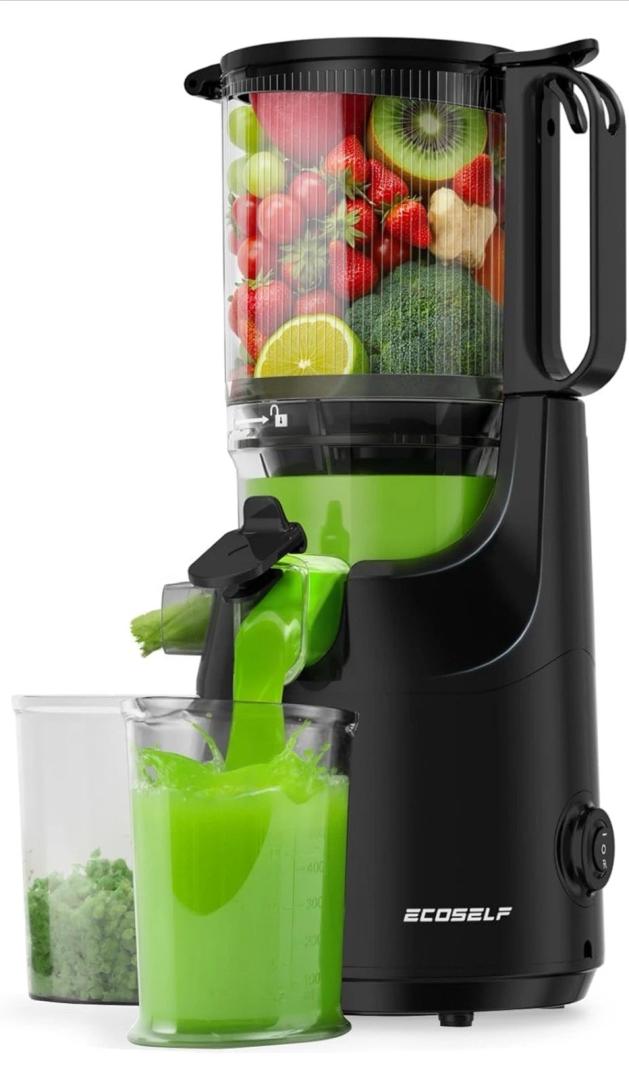 Juicer Machine with 4.35" Wide Mouth, Aeitto Cold Press Juicer Machine for Fruits and Vegetables, Slow Masticating Juicer Whole Fruit Juice Maker, High Juice Yield, Easy to Clean with Brush, Coal