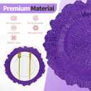 24 Pcs Purple Charger Plates Bulk 13 Inch Plastic Charger Plates for Dinner Plate, Purple Chargers for Table Setting, Reef Design Plate Floral Decorative Round Chargers for Wedding Party Event