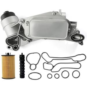 Engine Oil Cooler Filter Housing Assembly Adapter with Gaskets Compatible with 2008-2019 Chevy Cruze Sonic Aveo Malibu, Buick Cascada, Pontiac G3, Saturn Astra 1.6L 1.8L Replaces 918-432 25199751