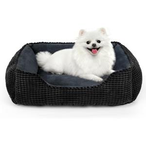 MIXJOY Dog Beds for Medium Dogs Washable, Rectangle Pet Bed Medium Size Dog, Orthopedic Sleeping Pet Sofa Bed, Soft Calming Cat Beds for Indoor Cats, Anti-Slip Bottom with Multiple Size (M(25x 21x 8), Black)