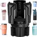 Cup Holder Expander (Adjustable Holder & Base, Auto-Fit Hold, One Button Open), Car Cup Holder Expander for Yeti, Hydro Flask, Nalgene, Owala, Bottles in 2.6"- 4.8" (2 Pack, Black)