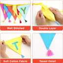GCQQ Happy Birthday Fabric Banner - 4.2M Colorful Double-Layer Cotton Bunting Floral Pennant Nursery Garlands with 14PCS Triangle Flags & Tassels for Kids Boys Girls Baby Shower Birthday Party Decor (Bright Rainbow)