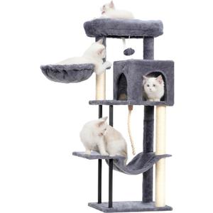 Cat Tree, Cat Tower for Indoor Cats, 43.3 inch Cat Tree Tower with Sturdy Steel Tube, Cat Hammock, Cat Condo for Small Cats and Kittens, Cat Scratching Post, Smoky Gray GCT004SG (43.3 inches)