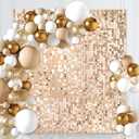 Champagne Shimmer Wall Backdrop Panels 6ftx6ft Glitter Party Sequin Backdrop for Birthday Wedding Anniversary Engagement Baby Shower Bachelorette Decor