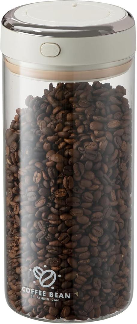 Coffee Bean Storage Container with One-way Valve Airtight Lid Date Tracker for Coffee and More Food Fresh and Storage, Clear Borosilicate Glass Coffee Canister(1.8 Qt - 21 OZ)