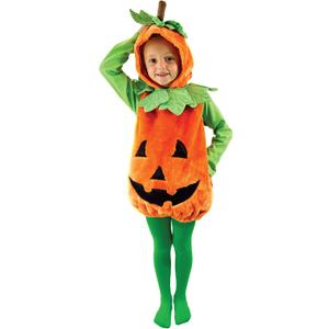 Spooktacular Creations Halloween Baby Pumpkin Costume with Green leaves for Toddler Kids Halloween Dress Up Pumpkin Party (3T)
