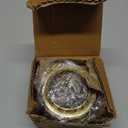 New Age Imports, Inc. India Small Decorated Brass Charcoal Screen Incense Burner with Wooden Coaster