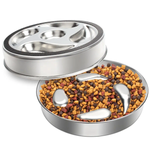 Jegtew 1Pack Slow Feeder Dog Bowls for Medium to Big Dogs - 3 Cup Capacity, Dual-Design for Dry and Wet Food, 304 Stainless Steel, Anti-Slip Base - Prevents Bloating and Obesity, Dishwasher Safe