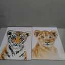 2 Paintings, Lion and Tiger 16×13Inch