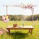 Beyeutao Wood Over The Table Rod Stand with Clamps Adjustable Table Arch Stand with Clamps 15-47 Tall 15-74 Length for Party Garden Arbors Wedding Birthday Christmas Halloween