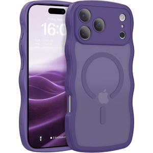 BENTOBEN Magnetic for iPhone 17 Pro Max Case, Cute Wavy [Full Camera Protection][Compatible with MagSafe] Matte Anti-Slip Bumper Women Men Boys Protective Cover for 17 ProMax 6.9",Deep Purple
