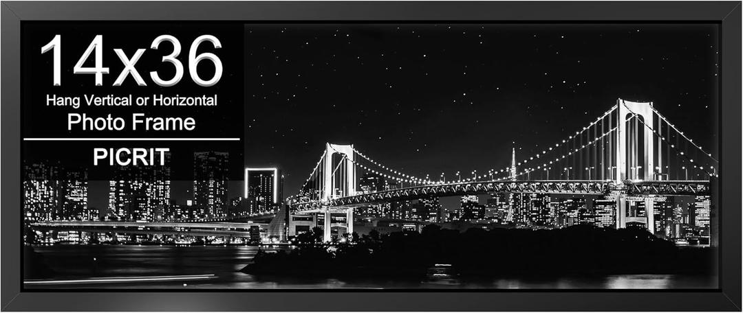 Picrit 14x36 Poster Frame, Photo Frame for Wall Mounting Display, Black