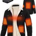 HEEKPEK Heated Jacket for Men with 18400mAh Long-Lasting Battery, 5-Zone Heated Sherpa Lined Coat for Outdoor Winter (Medium, Black)