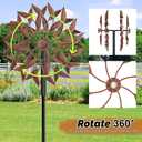 Wind Spinners Outdoor for Yard Garden, 360 Metal Windmills Art Decor with Stake, Kinetic Wind Sculpture for Lawn Patio Outside Ornaments, 63.5 x 12.5 Inches (Rust Color)