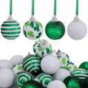 Deloky 24 PCS St.Patrick Day Sequin Ball Ornament- 1.6 Inch Green Shamrock Hanging Ball Ornament- Good Luck Clover Ball for Tree St.Patrick's Day Irish Festival Party Decoration